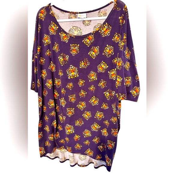 Lularoe Irma Top Purple and Gold Tiger Print - Picture 1 of 4